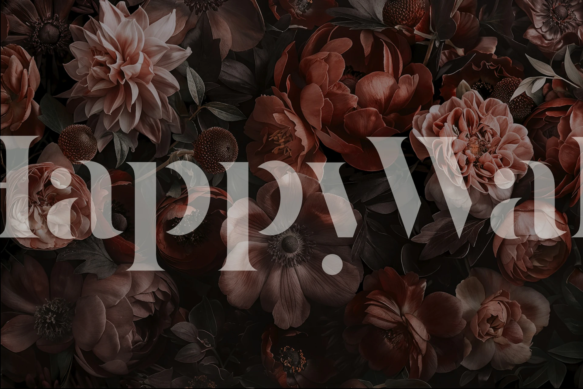 Dark floral wallpaper design in a room