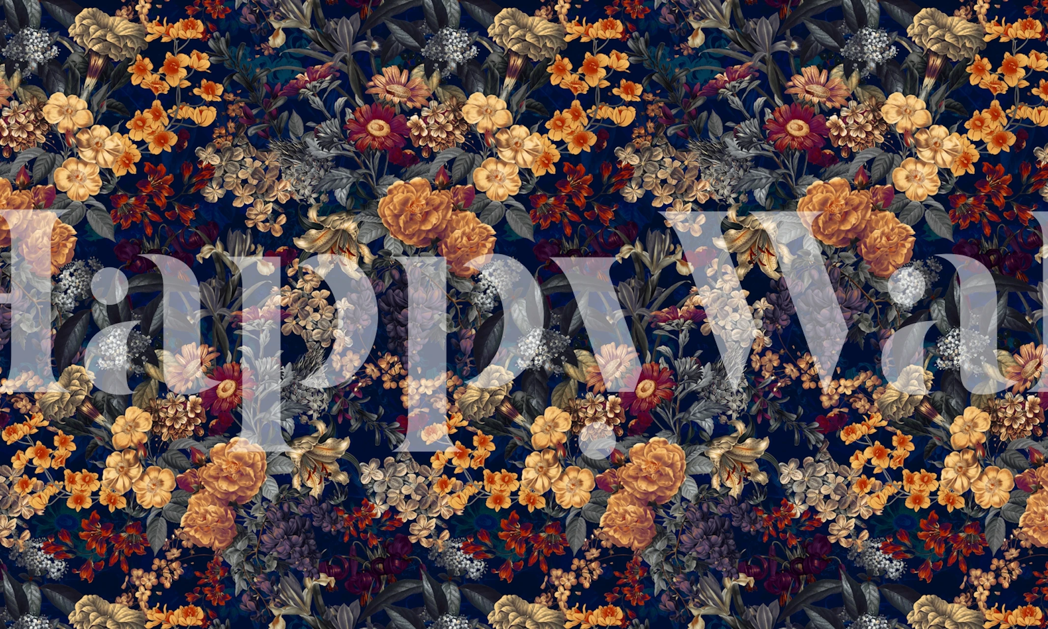 Blooming Oasis Night papel de parede floral em um quarto