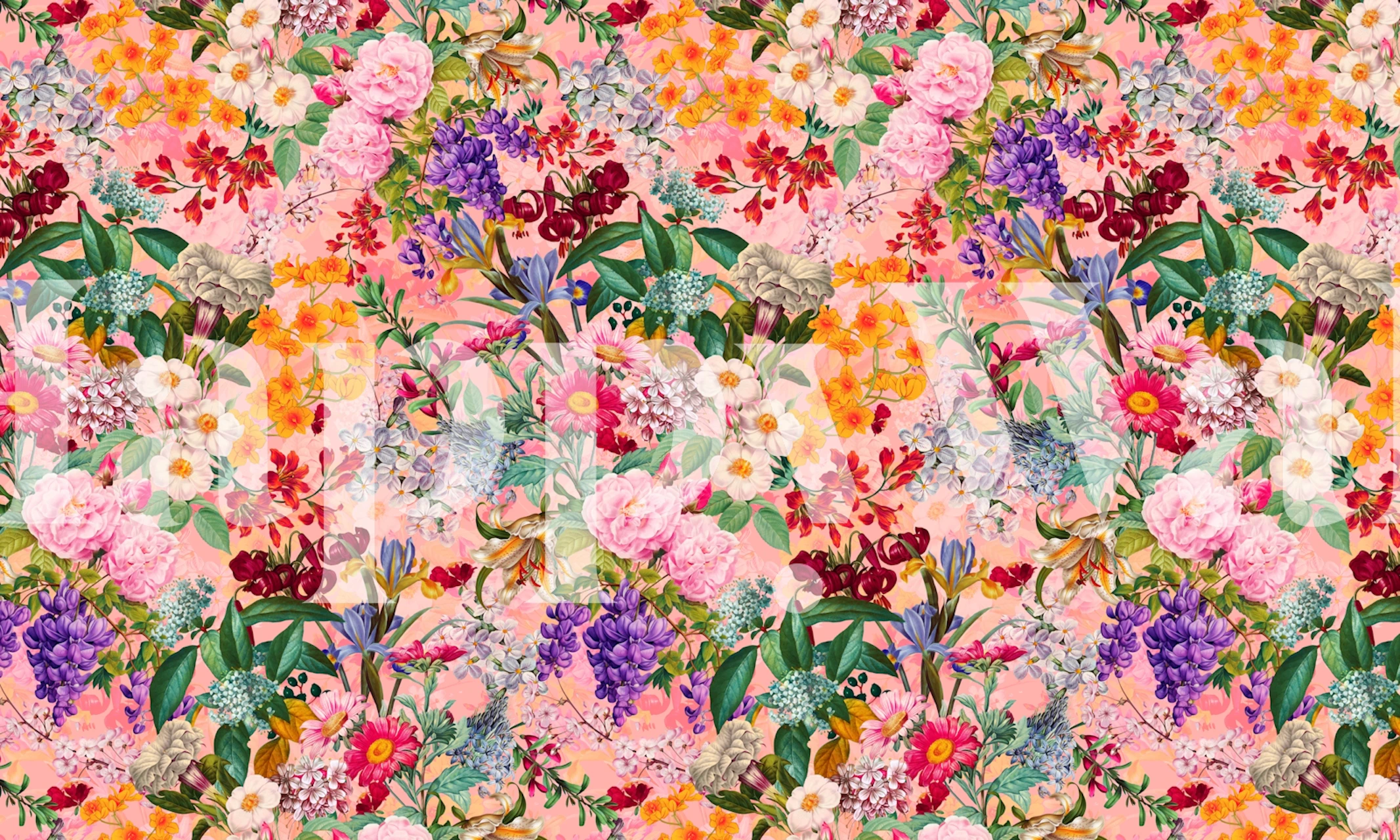 Blooming Oasis Summer floral wallpaper in a room