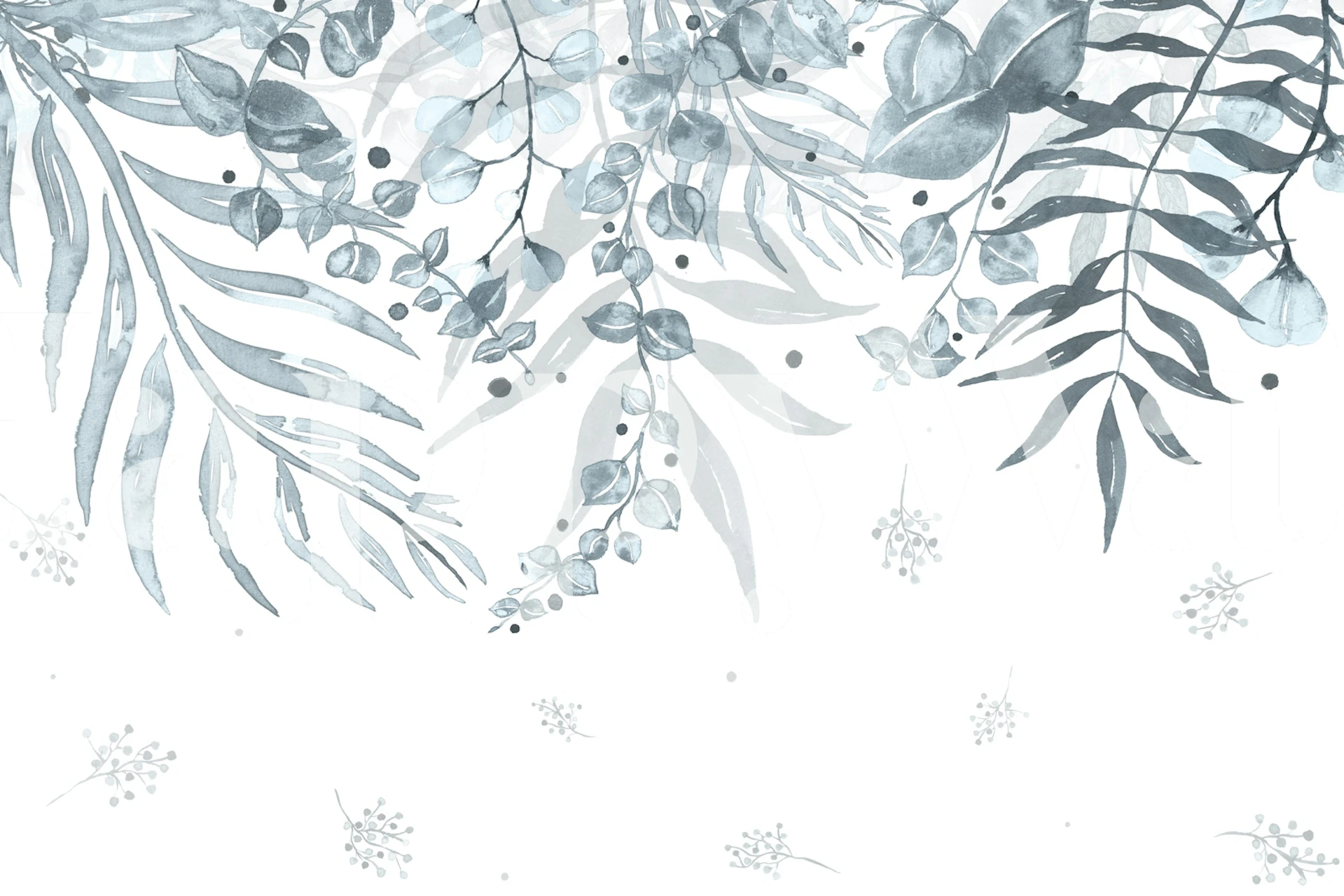 Serene Botanical Mist Tapete in einer Raumgestaltung.