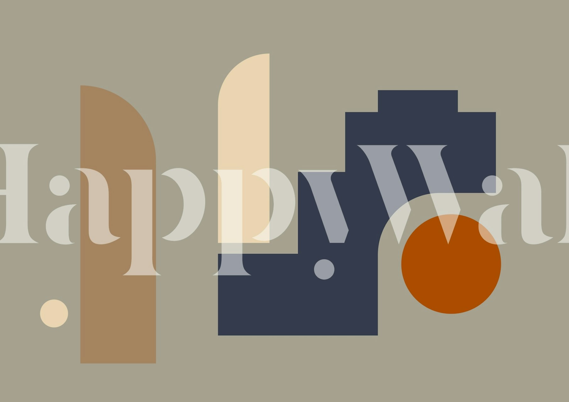 Geometric shapes in warm beige, navy, and terracotta wallpaper