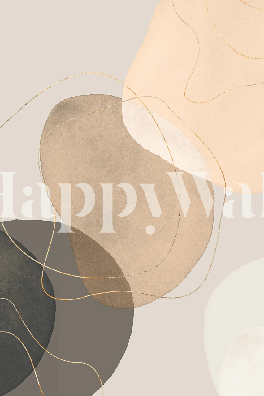 Golden Line Abstraction Stones wallpaper in a room