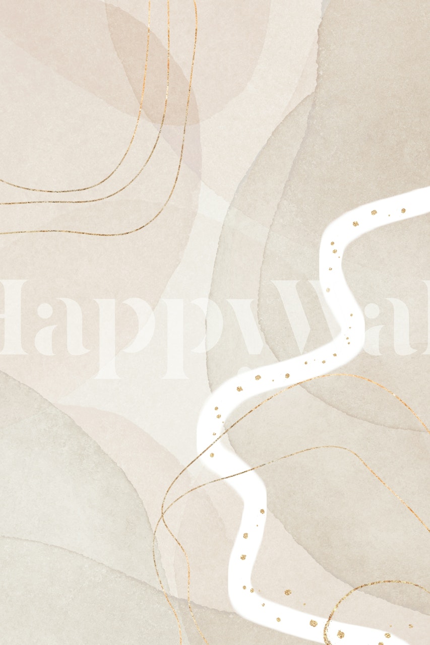 Soft beige abstract wallpaper with flowing curves and lines