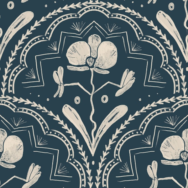 Boho Whimsical Tiles - Dark Blue