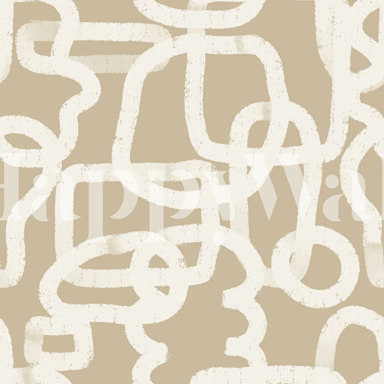 Geometric Doodles Beige and White behang in de kamer