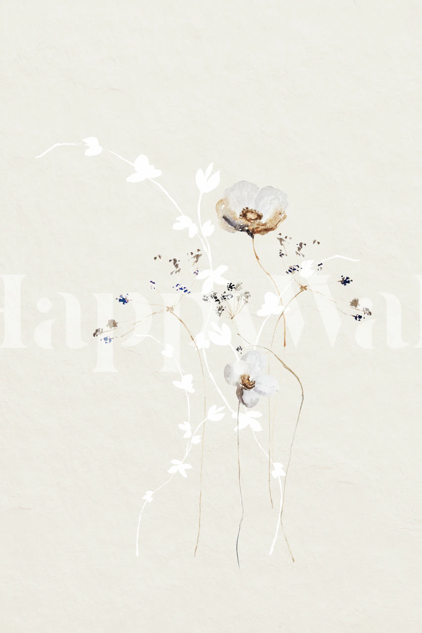 Delicate Floral Ikebana-Tapete in einem Raum