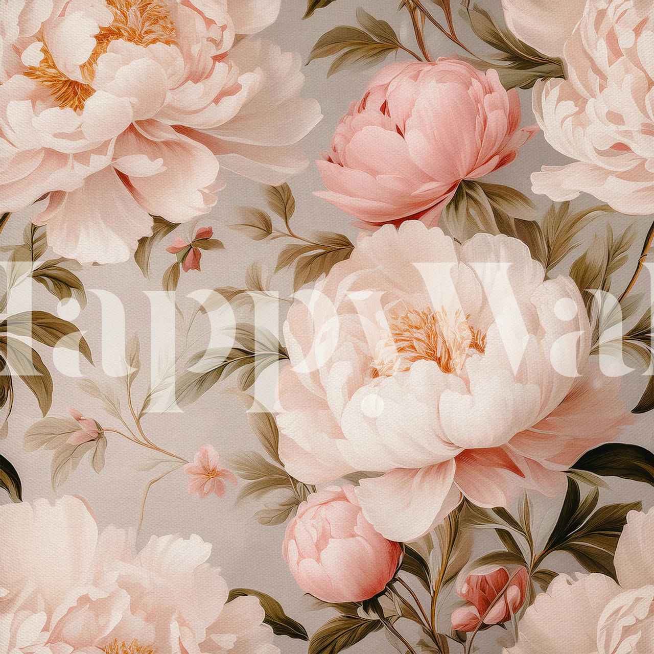 Elegant peony floral wallpaper in a room