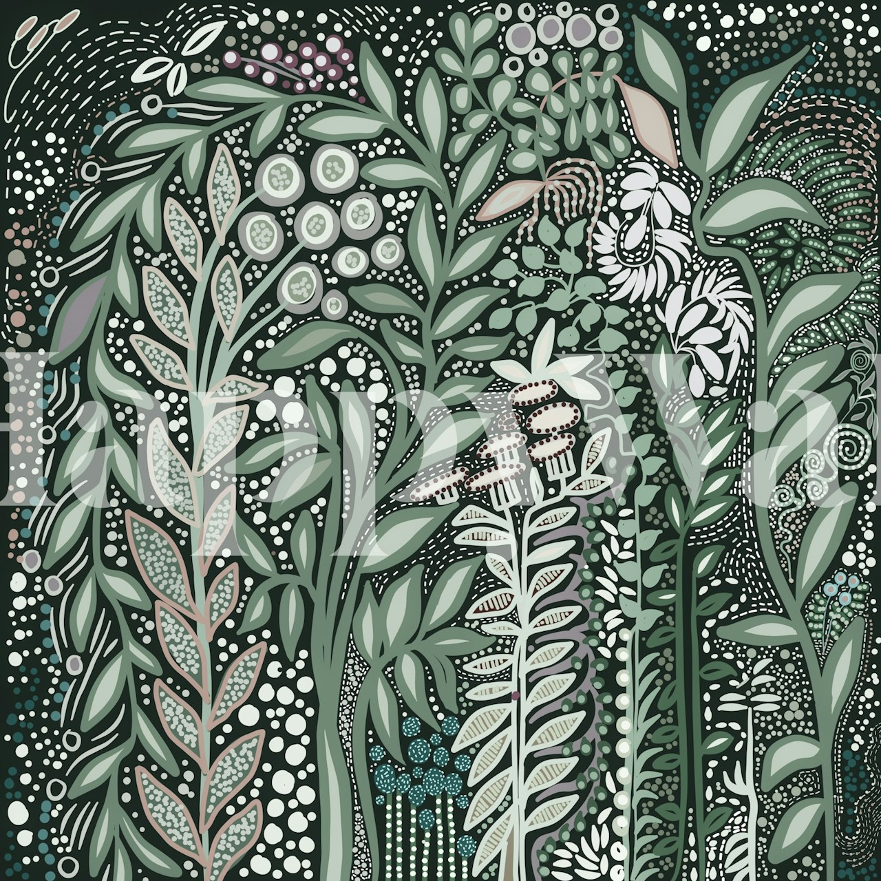 Papel pintado Luminary Botanicara mostrado en una habitación