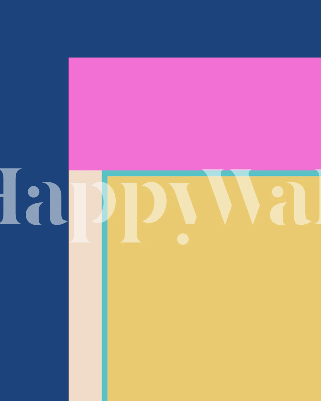 Geometric color block wallpaper in pink, blue, yellow, and cream