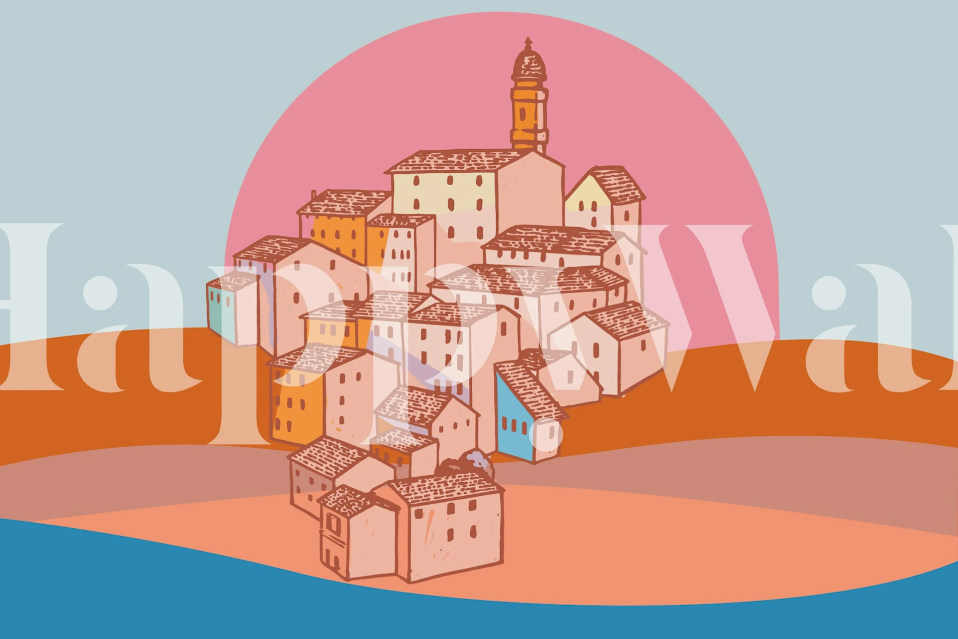 Capri Dream wallpaper in a room setting