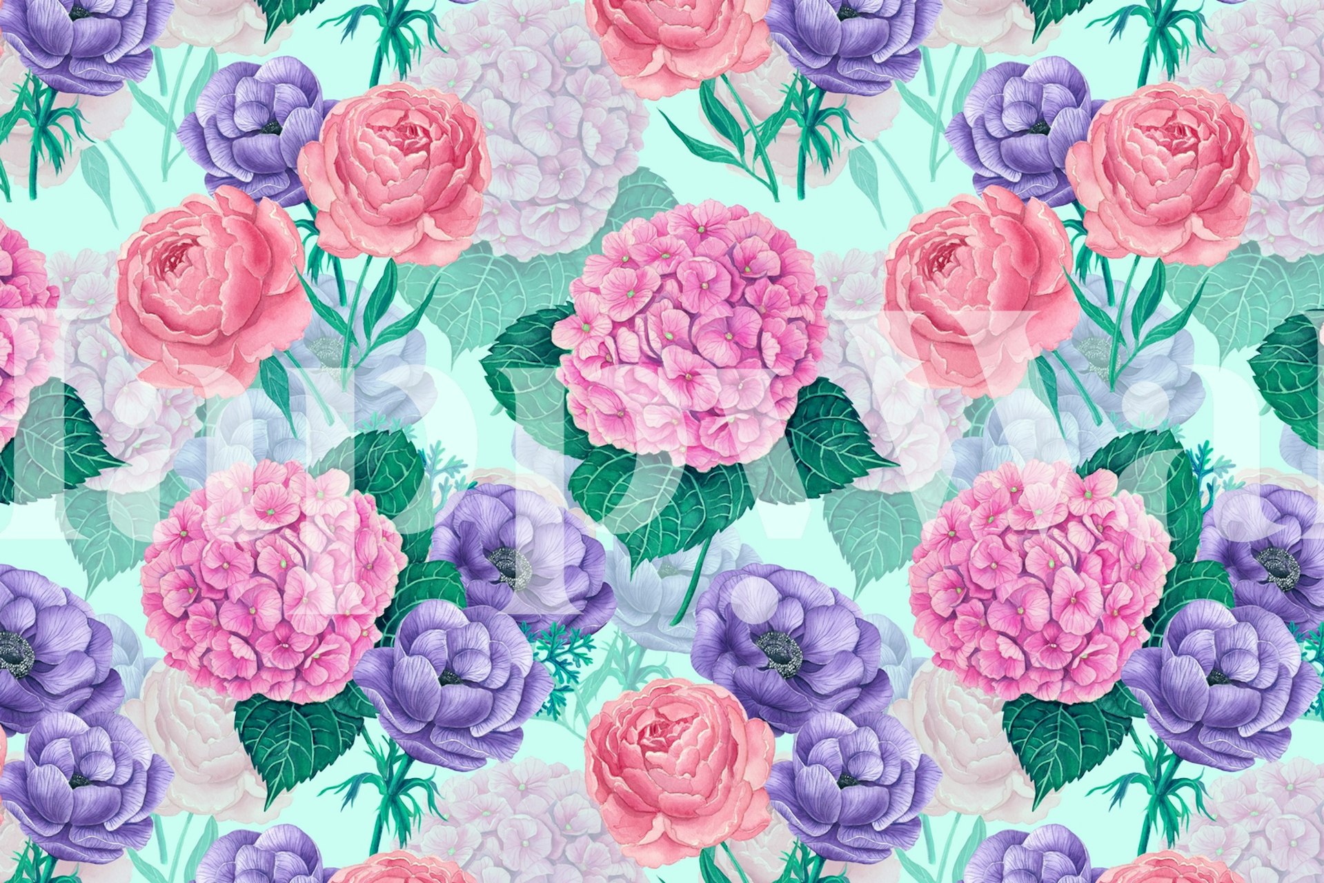 Papel pintado Spring garden watercolor en una habitación