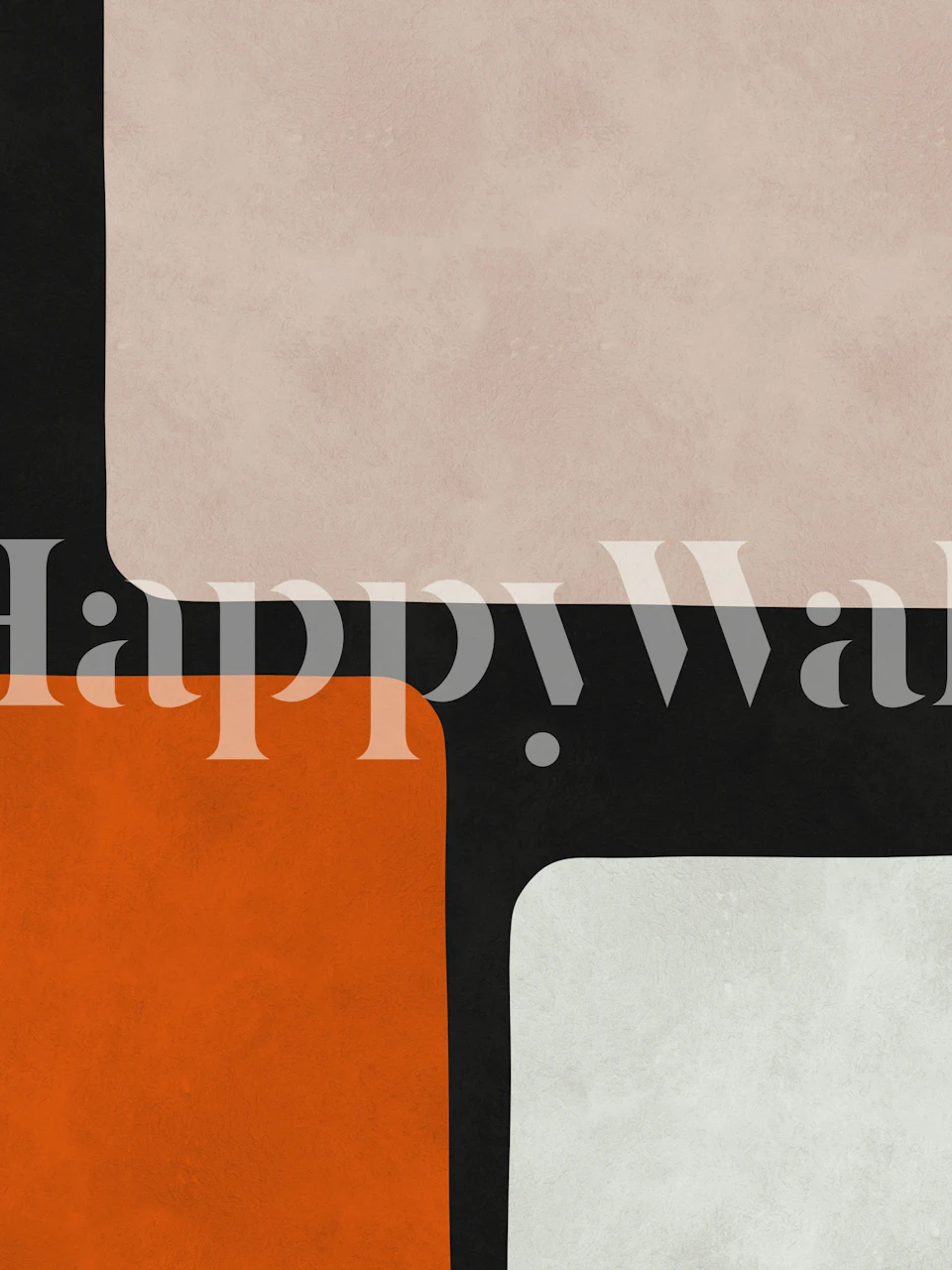 Minimalist geometric wallpaper with black, cream, and orange shapes