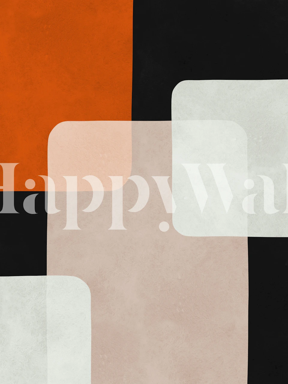 Abstract geometric shapes in orange, black, and neutral colors wallpaper