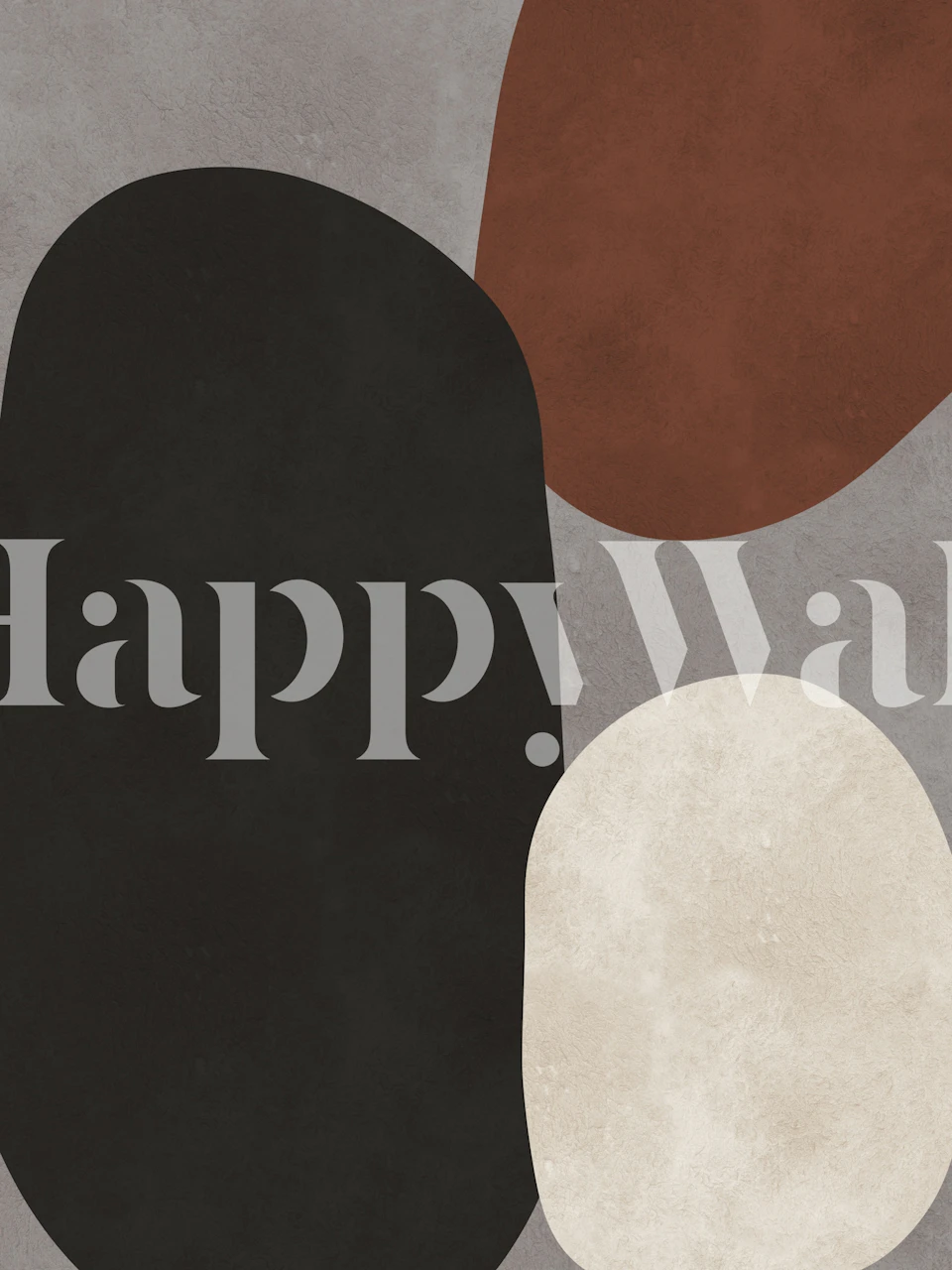 Abstract shapes in black, beige, and terracotta on a textured background wallpaper