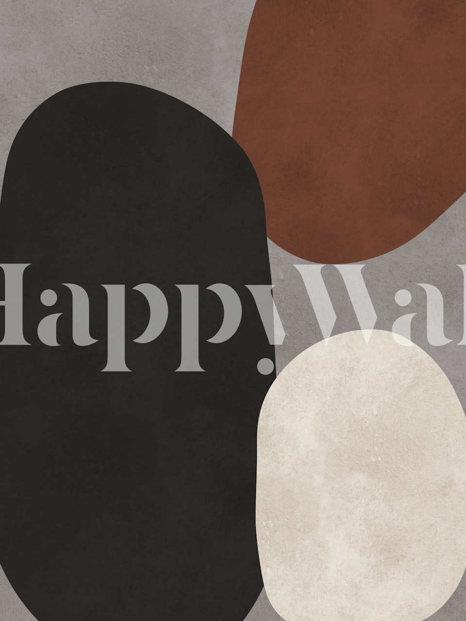 Abstract shapes in black, beige, and terracotta on a textured background wallpaper