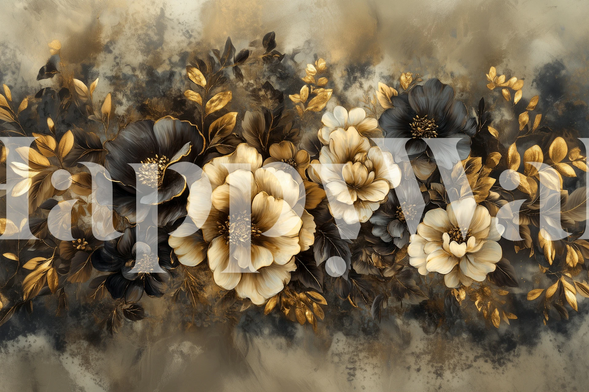 Chic Golden Botany wallpaper design in a room