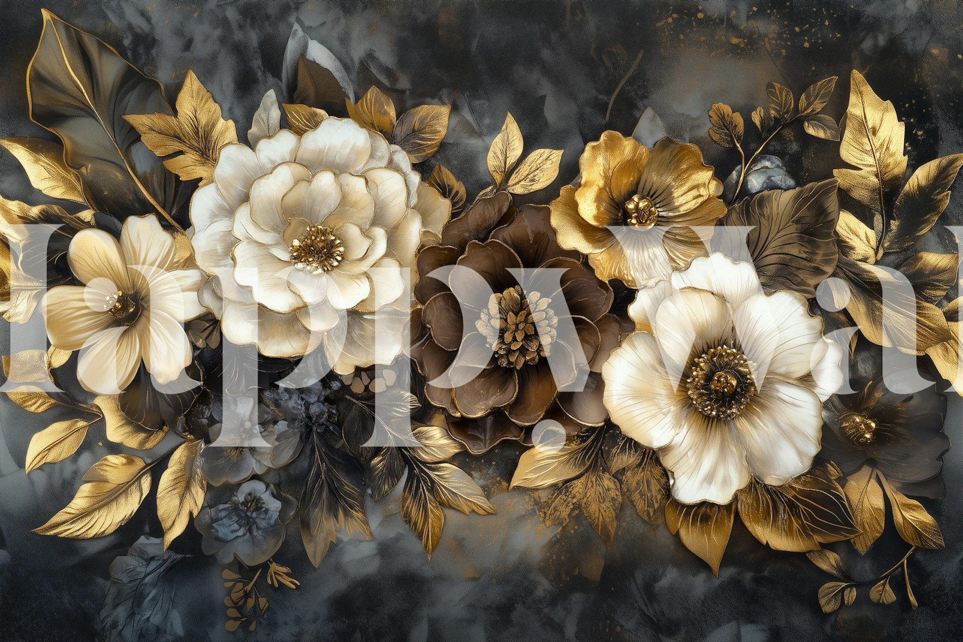 Tapeta Lush Golden Botanica w pokoju