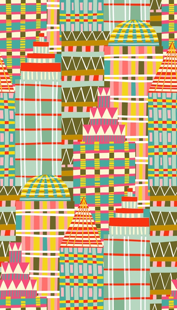 colorful scyscrapers city life