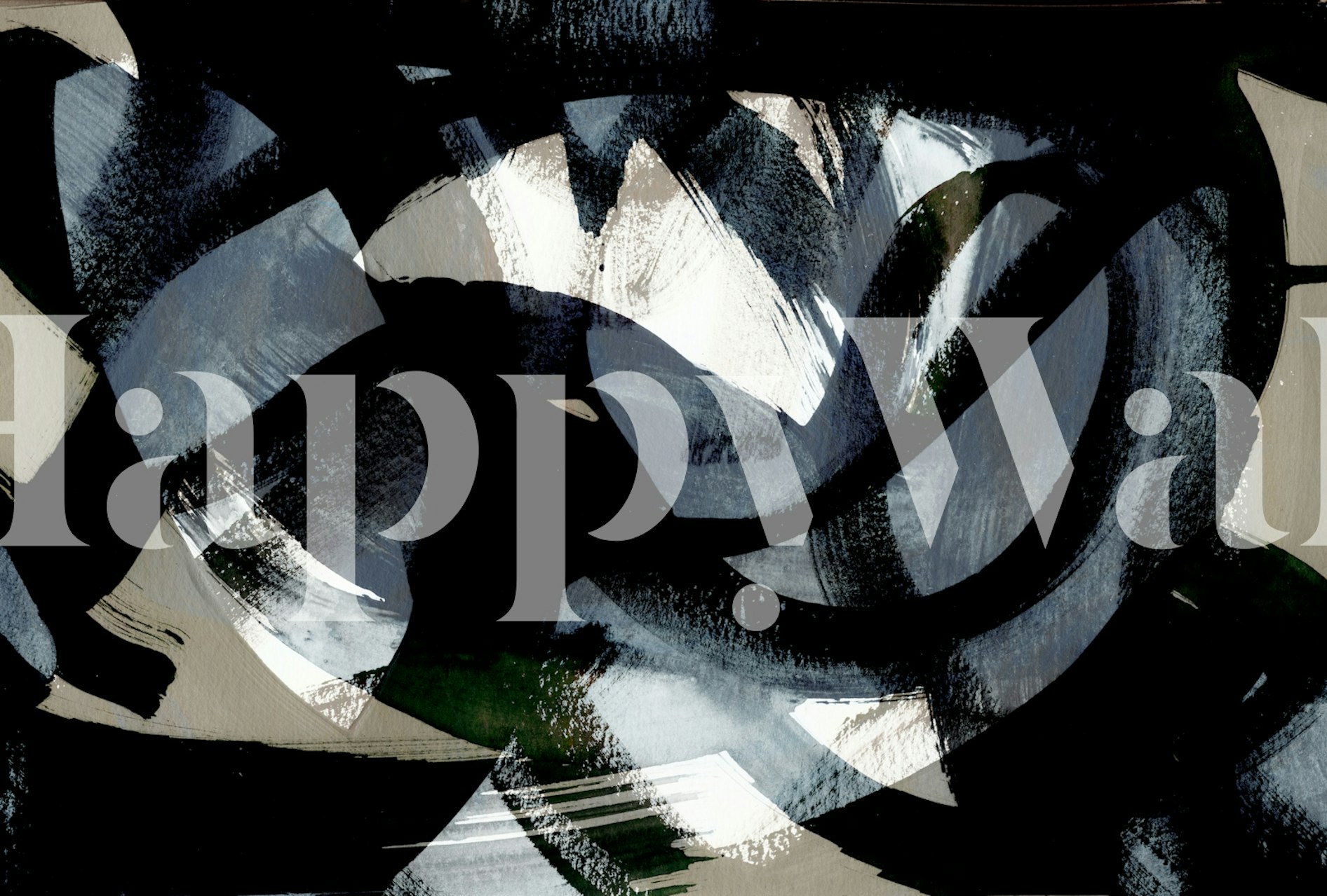 Abstract swirling patterns in black, white, and green wallpaper