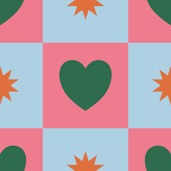 Colorful Checkered Vintage Heart Grid