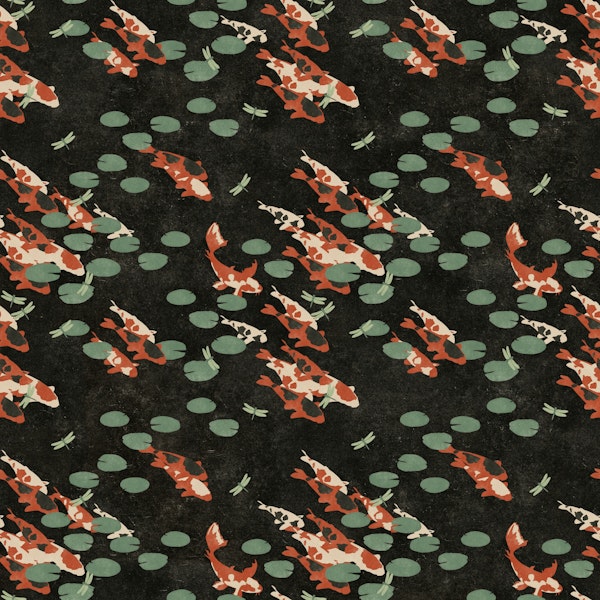 Koi Pond with Dragonflies Pattern