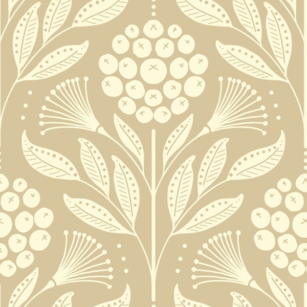 Boho Chic Flora Art neutral beige