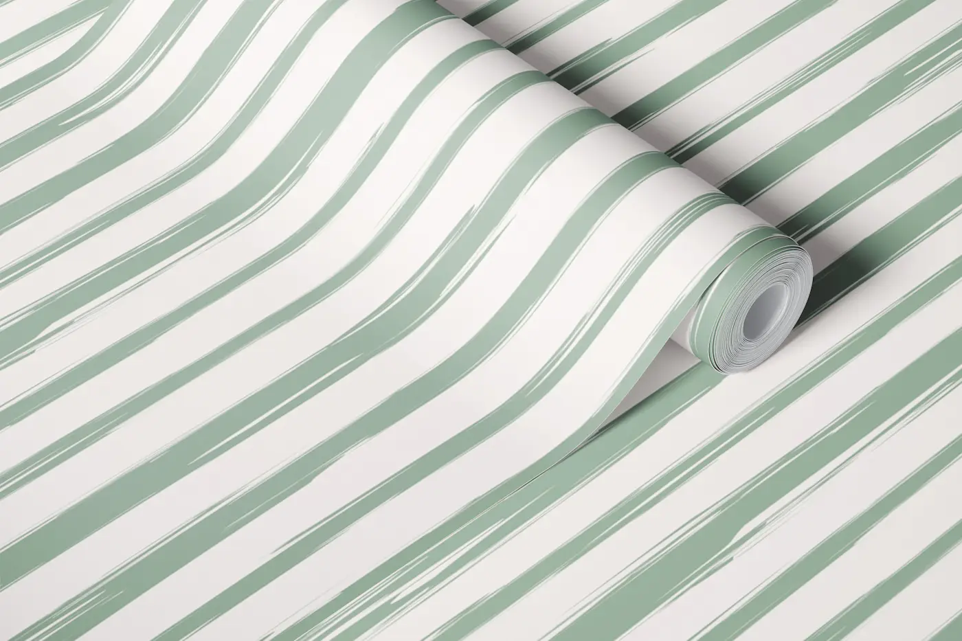 Brushstroke Stripe - green wallpaper roll
