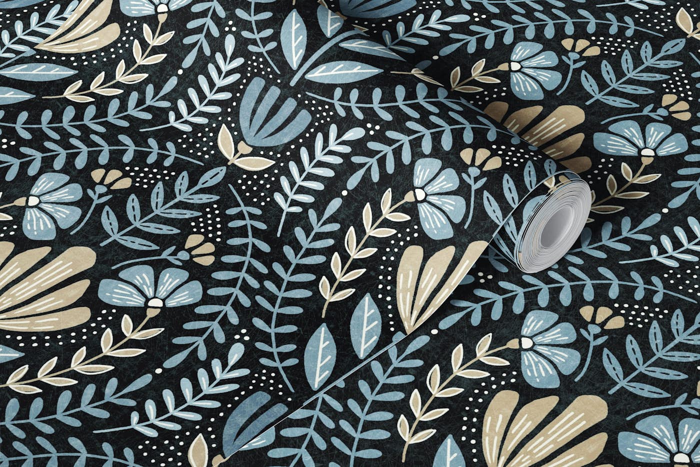 Ezra (dark blue) wallpaper roll