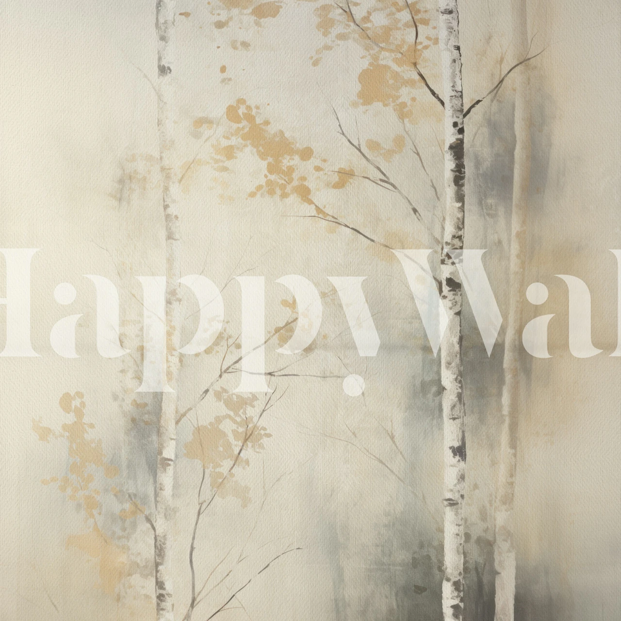 Autumn Birch Bliss Painting behang in een kamer