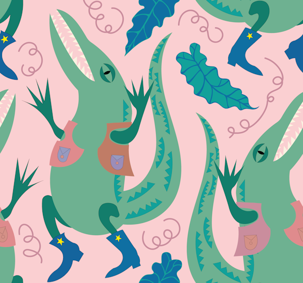 Line dancing crocodiles in cowboy boots