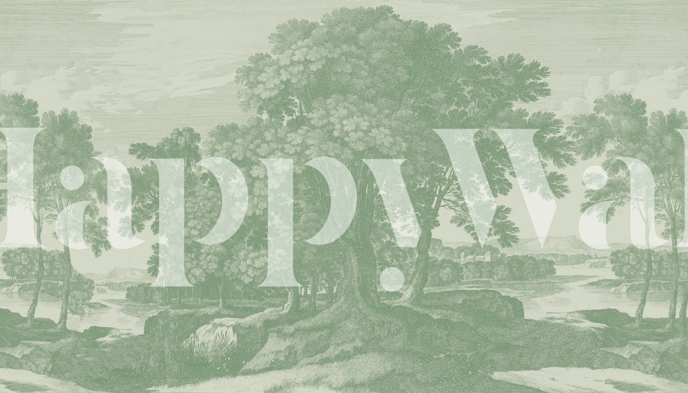 Natuurlijke groene bomen en landschap in elegante stijl wallpaper