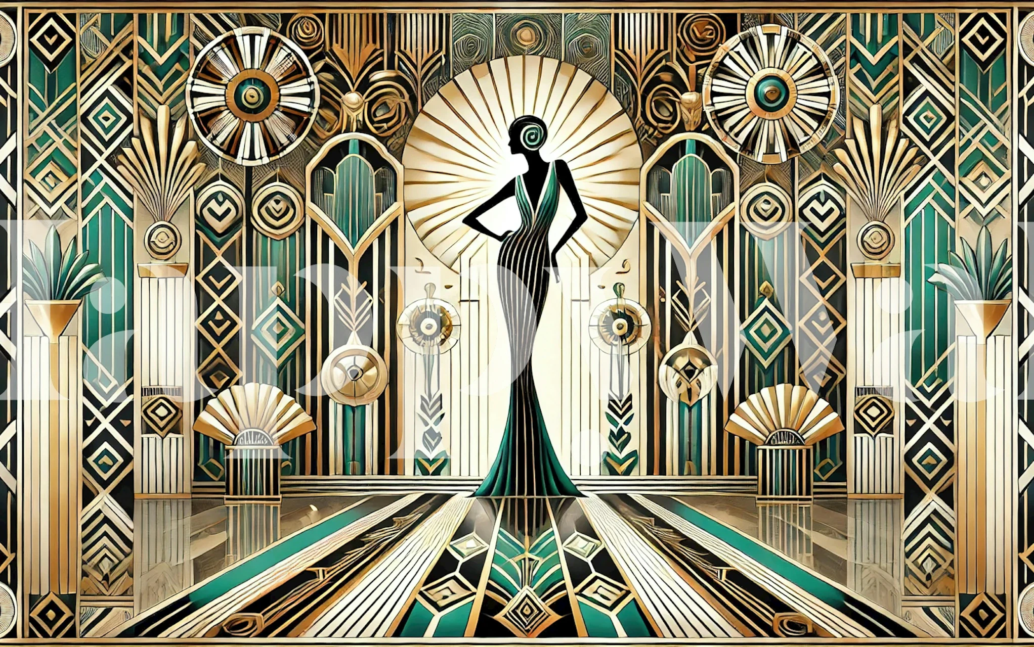 Vintage Elegance Scene in Art Deco tapet