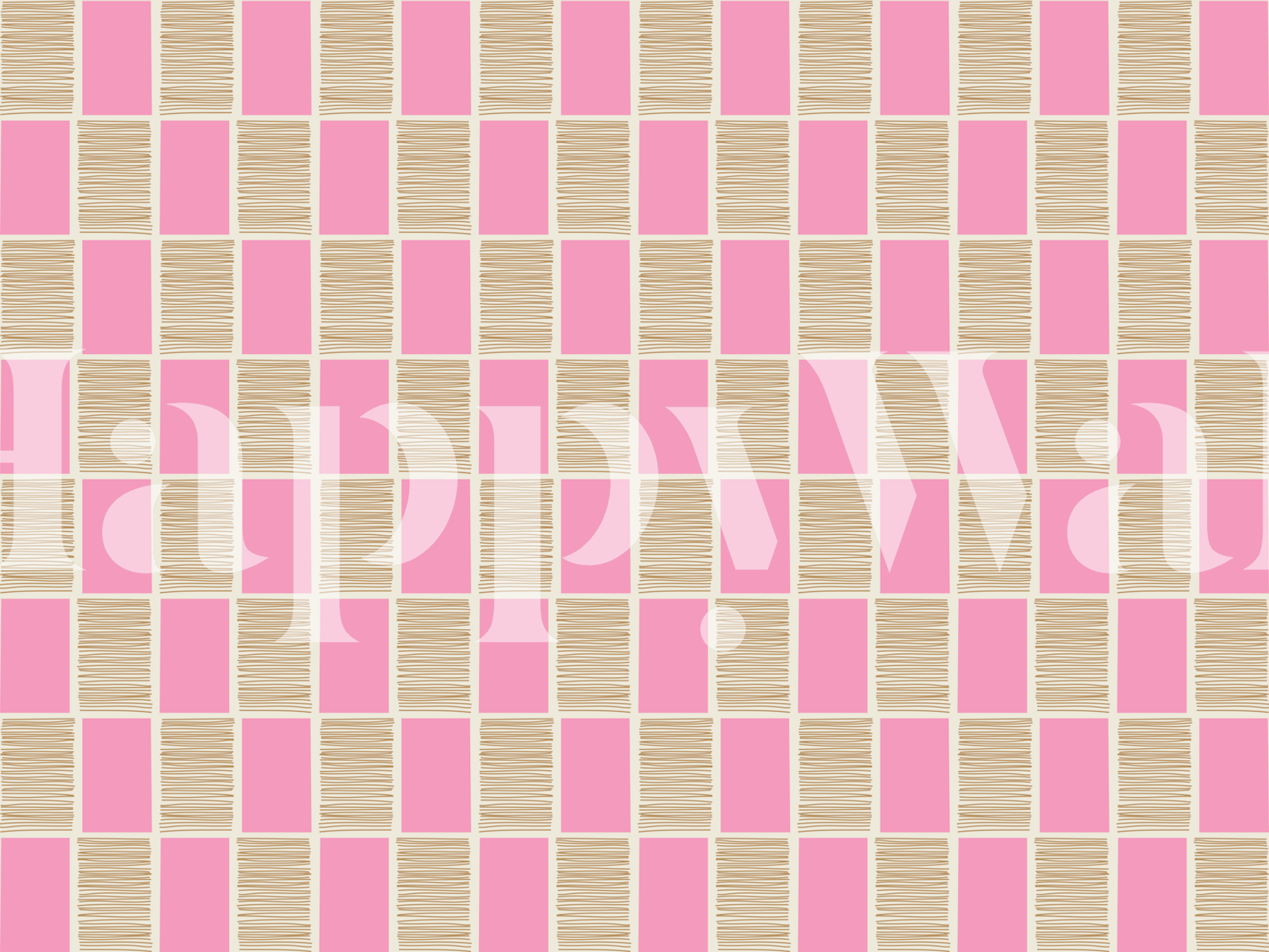 Checkerboard Lines in Pink wallpaper in a room