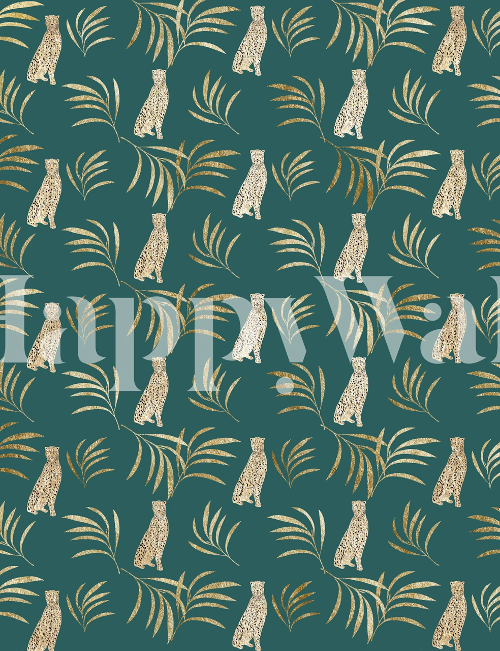 Cheetah Eucalyptus Glam wallpaper in a room