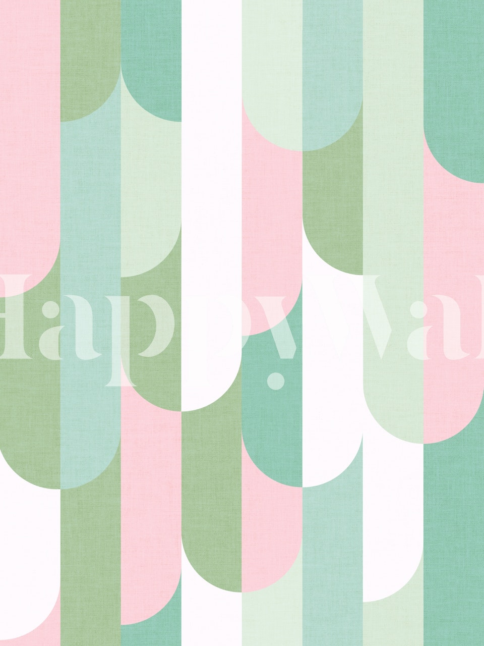 Pink green mermaid scallops pattern Art Deco wallpaper