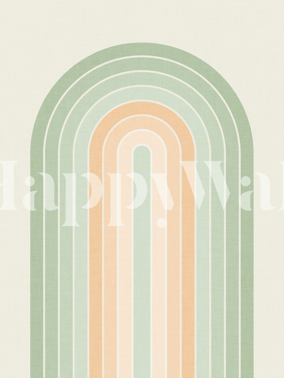 Sage green and peach arches with curved lines wallpaper