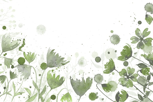 Green Botanical Watercolor Mural