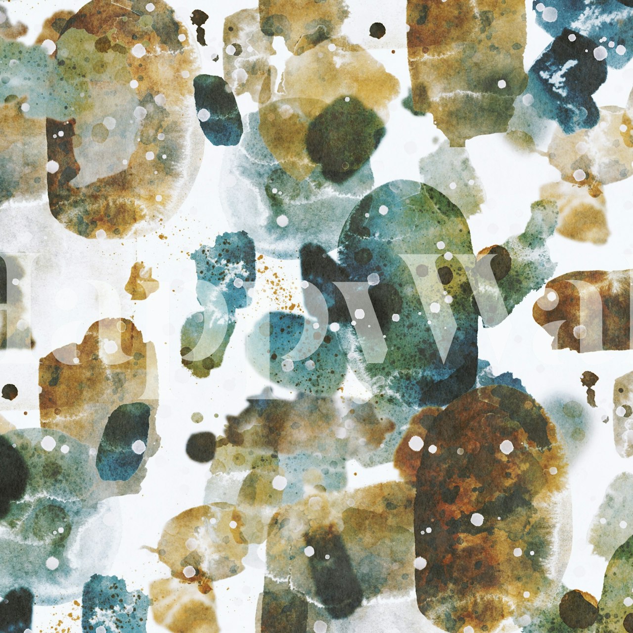 Rustic watercolor paint dabs in earthy tones wallpaper