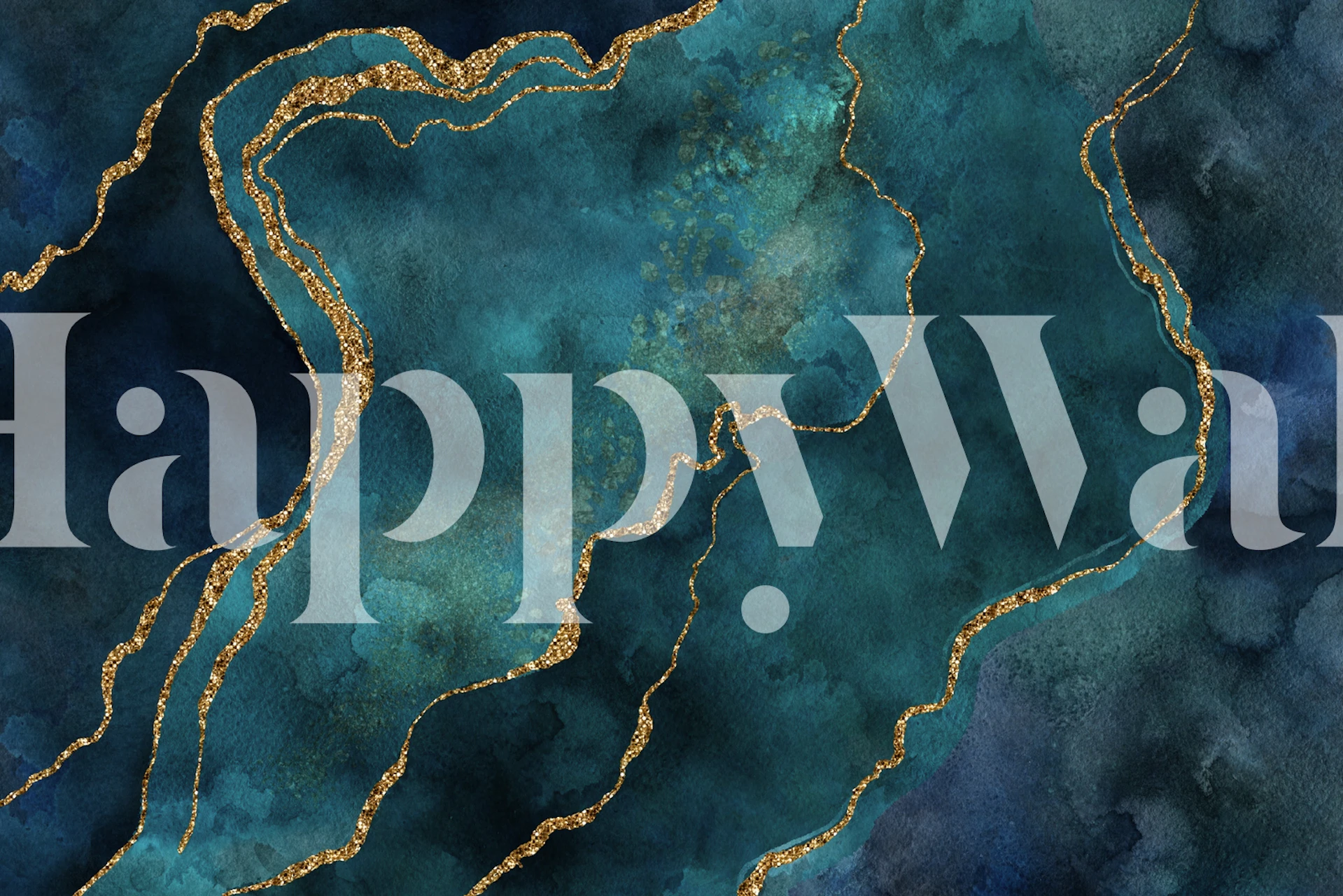 Vibrant Teal And Gold Gemstone Zidna dekoracija