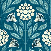 Botanical Bliss Damask - petrol wallpaper