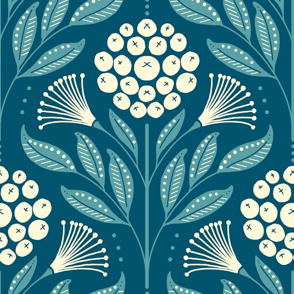 Botanical Bliss Damask - petrol