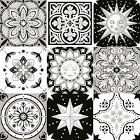 Whimsigothic tiles - black and white ταπετσαρία