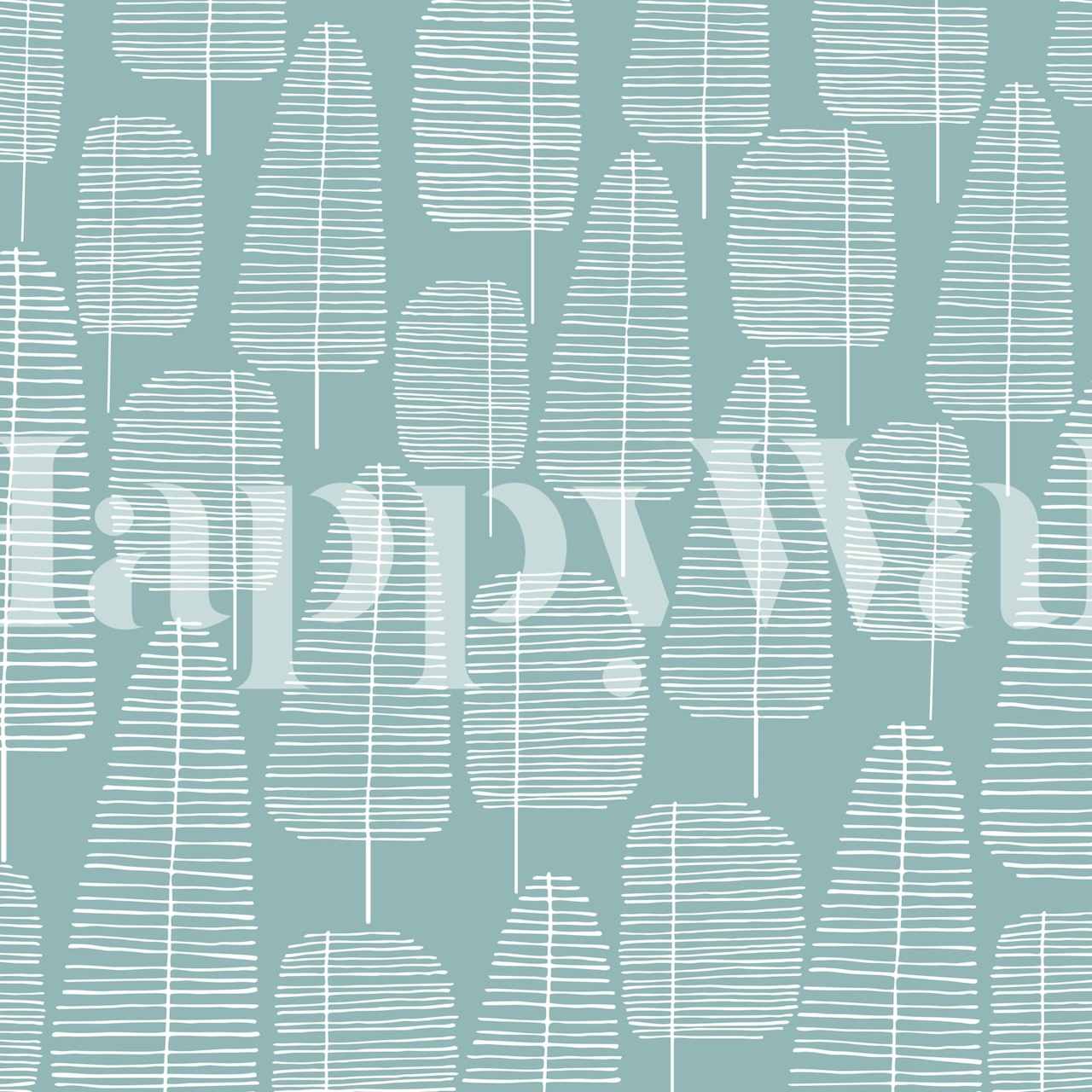 Carta da parati Mid Century Trees in una stanza