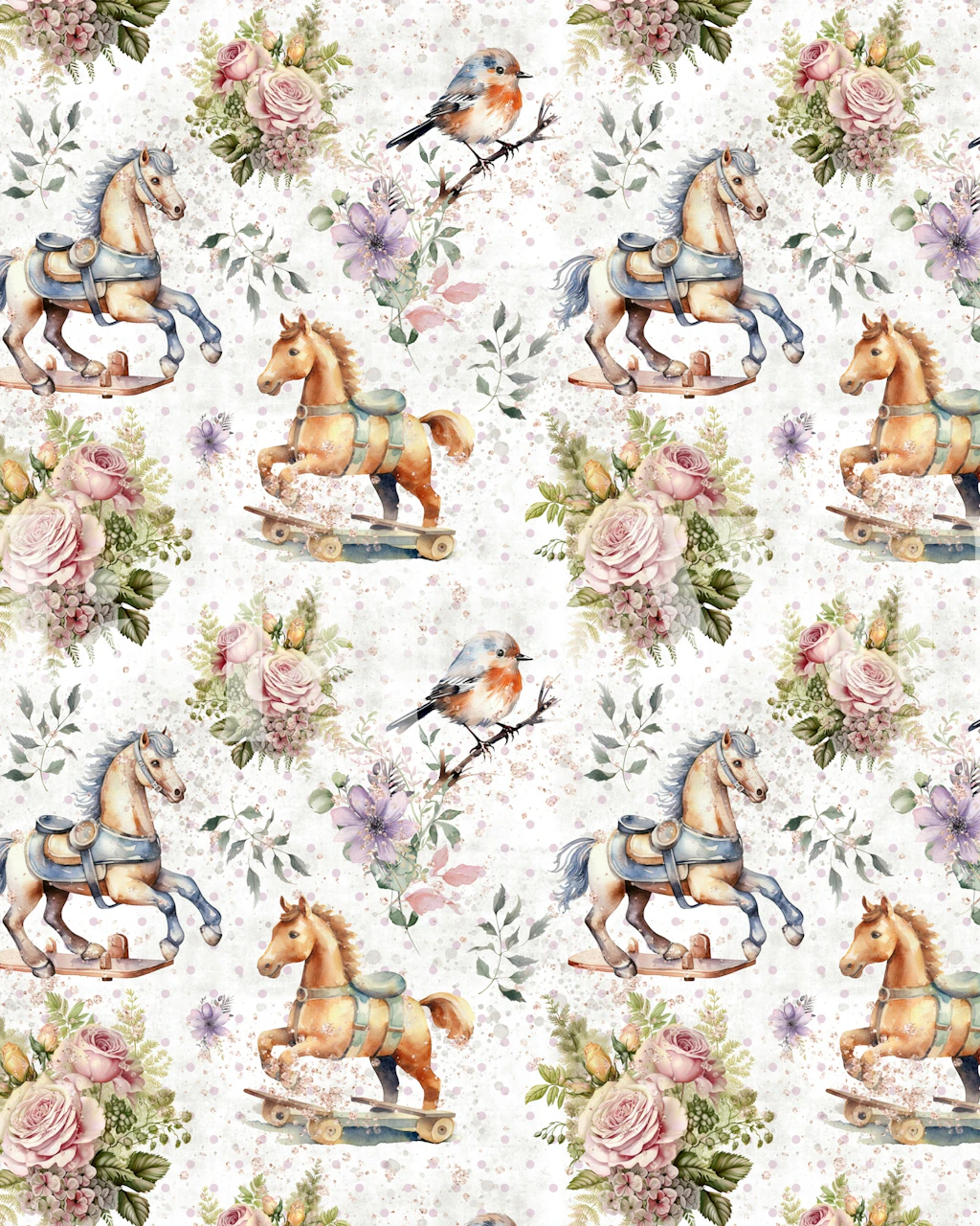 Vintage Toy Carousel themed wallpaper in a room