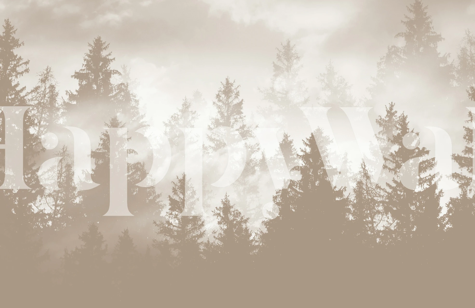 Silhouetted trees in beige tones wall mural