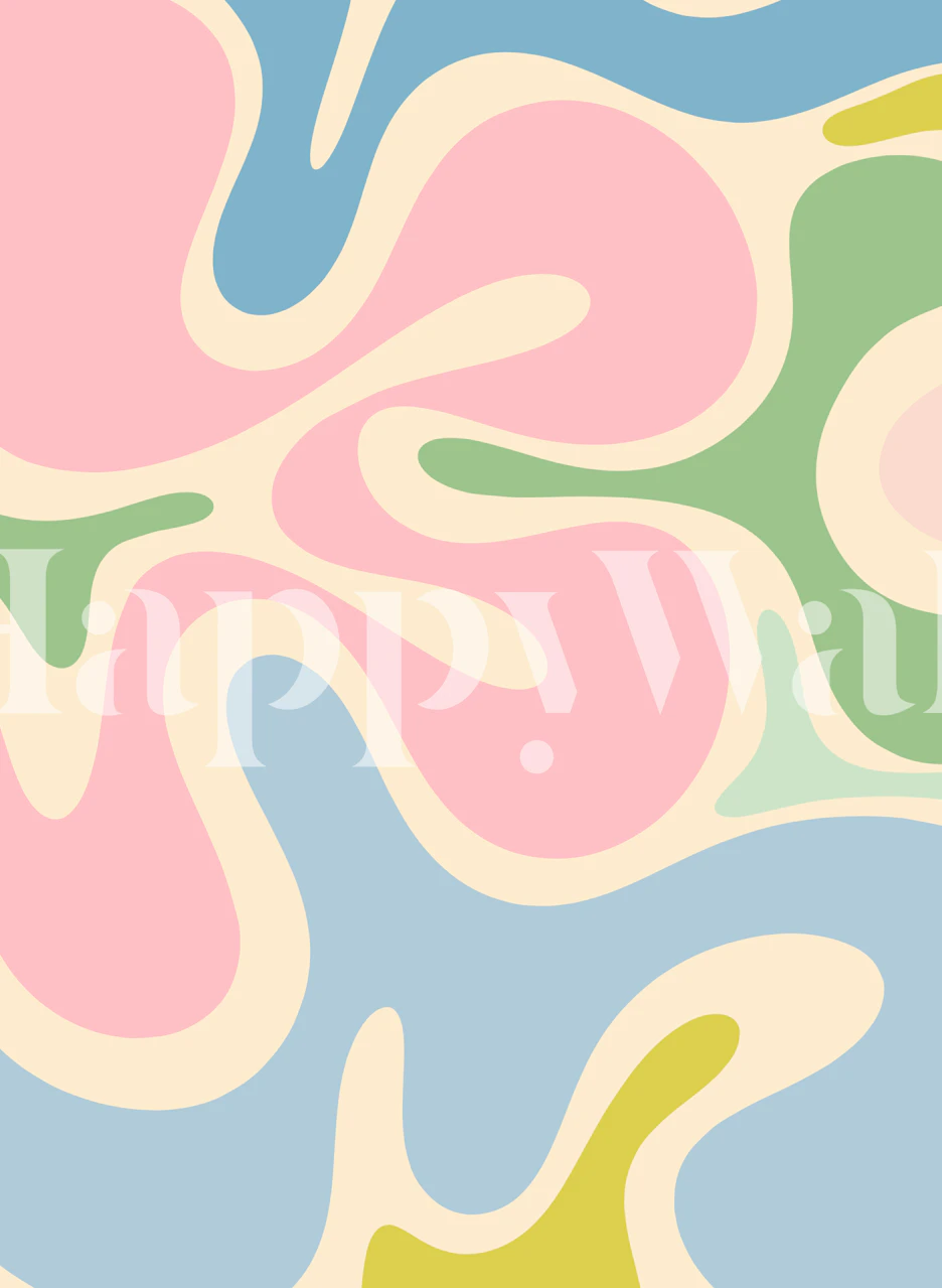 Smooth Contours Trippy Pastel Abstract tapet i et rum
