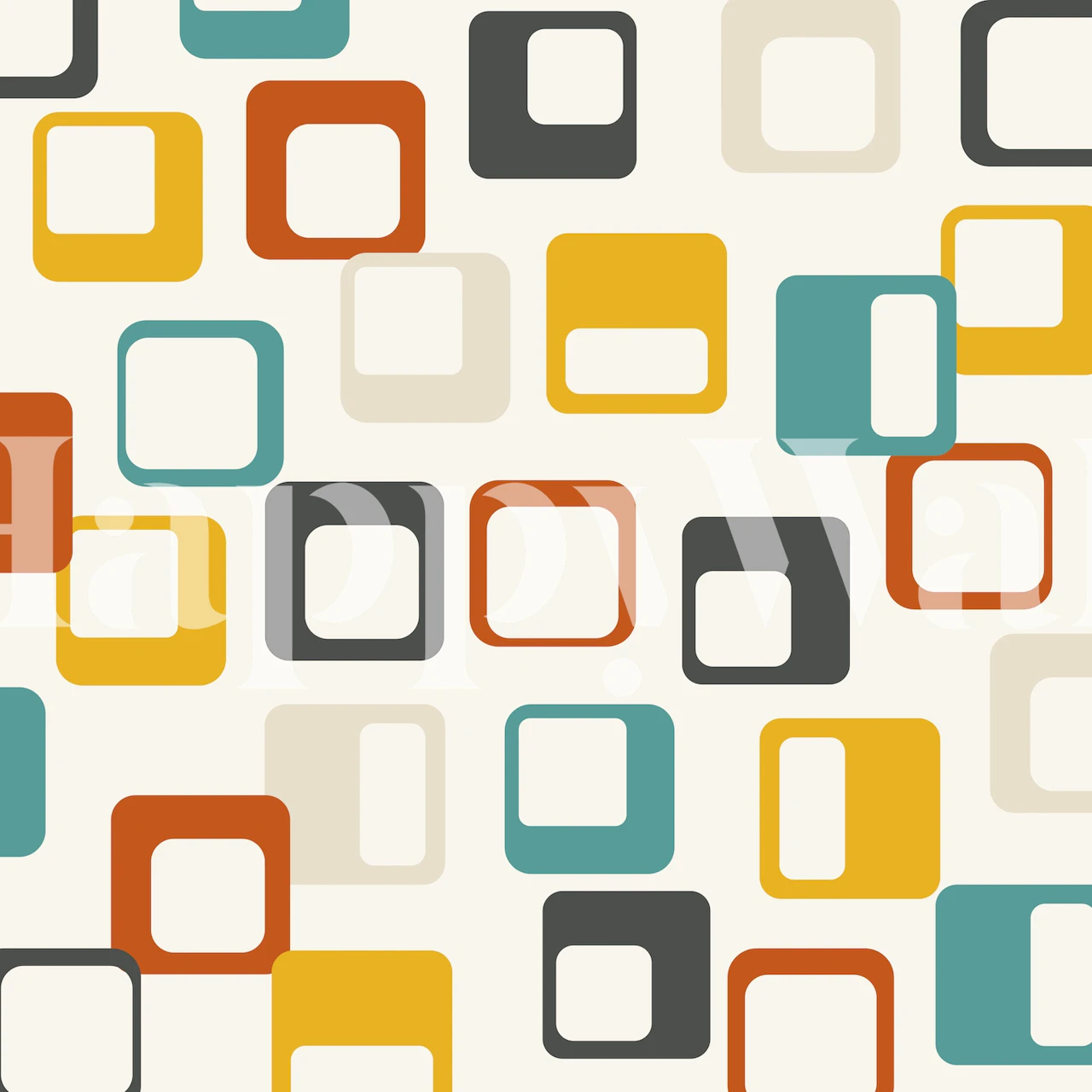 Colorful geometric shapes in blue, orange, yellow, and grey wallpaper