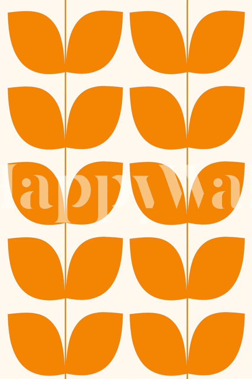 Moderne Mid Century Orange Behang voor Muren met Leaves Design