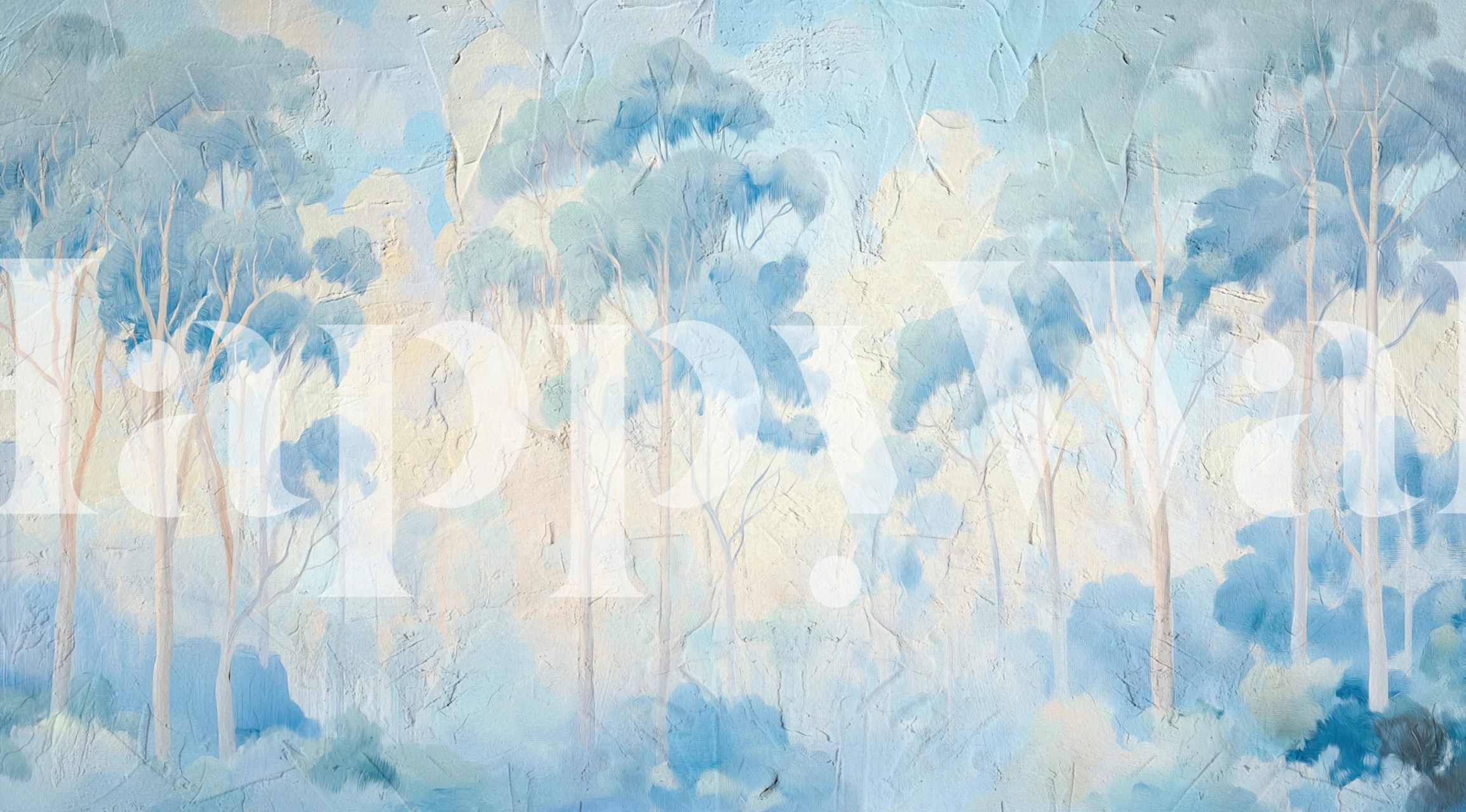 Eucalyptus trees in soft blue tones wallpaper