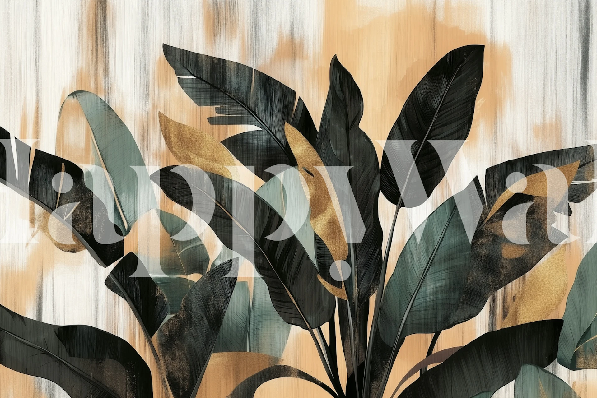 Elegant leaf wallpaper en una habitación